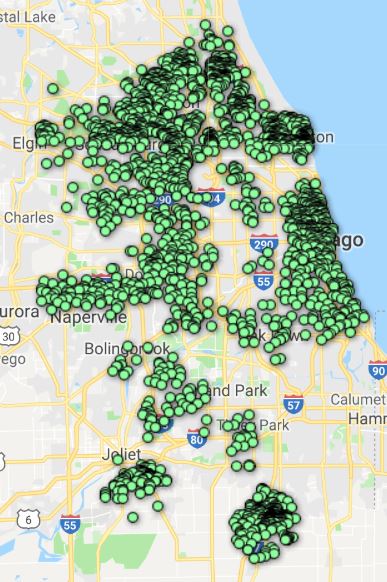 Chicago wireless Internet coverage map