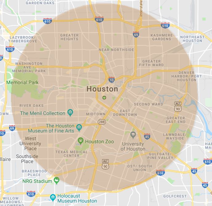 Houston fixed wireless Internet coverage map
