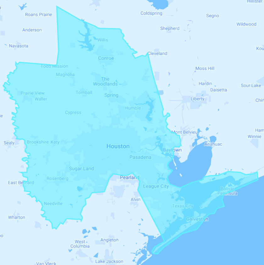 Houston fixed wireless Internet coverage map