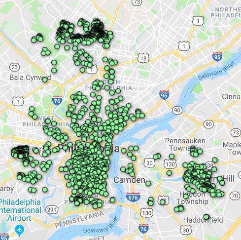 Philadelphia wireless Internet coverage map