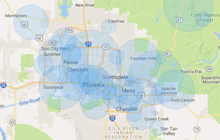 Phoenix wireless Internet coverage map